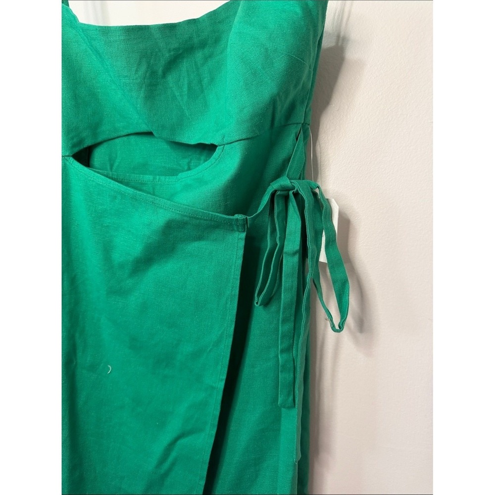 4SI3NNA Emerald Green Spaghetti-Strap Wrap Mini Dress - Picture 5 of 10